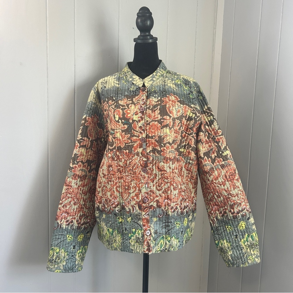 Phases Floral Quilted Lady Jacket 100% Cotton CottageCore Size XL - Picture 12 of 12
